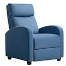 JUMMICO Recliner Chair Adjustable Home Theater Single Fabric Recliner Sofa Furniture with Thick Seat Cushion and Backrest Modern Living Room Recliners (Light-Blue)