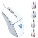 FANTECH Lightweight Wired Gaming Mouse White 8000DPI Optical Computer Mouse,4 RGB Backlit Modes, 6 programmable Buttons,Ergonomic Gamer Laptop PC Mice