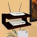 Furniture Cafe Set top Box Stand | WiFi Router Holder Wooden Wall Shelves | Setup Box Stand for Home | Wall Mount Stylish WiFi Router Holder TV Cabinet Living Room Furniture (Color-Brown)