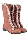 Shoetopia Women & Girls Comfortable Fur Style Casual Boots/BT-Diwali/Peach/UK4