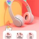 Auriculares inalámbricos Bluetooth para gato conejo LED + micrófono para niños niñas