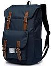 Backpack for School,Vaschy Vintage Men Women Backpack Casual Lightweight Camping Rucksack Travel Backpack Bookbag with15.6in Laptop Sleeve Blue