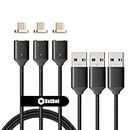 NetDot the 12th Generation USB2.0 Fast Charging Magnetic Micro USB and USB C Cable, 6.6' - Black (Pack of 3)