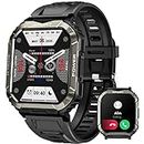JELLOO Smart Watch militare da uomo (rispondere/effettuare chiamate) 1.8 pollici HD Full Touch Screen Smartwatch con cardiofrequenzimetro sonno contapassi IP67 impermeabile Sport Smart Watch per