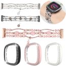 Luxury Beads Watch Band Wrist Strap + PC Case Cover Set For Fitbit Versa 3/Sense