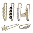 Fashion Pearl Brooch, Sweater Shawl Clip Faux Pearl Brooches Waist Pants Extender Safety Pins for Women Girls Clothing Dresses Decoration Accessories (6 Pcs)