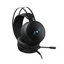 Rapoo VH310 Wired Gaming Headset Virtual 7.1 Channel 50MM Sound Unit RGB Backlit Headphone with 360° Adjustable Noise-Canceling Microphone for Computer PC Gamer - Black