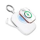 Portable Watch Charger for Apple Watch,5000mAh Wireless i Watch Charger,Power Bank with Built-in Cable,Travel Keychain Charger for Apple Watch S 9/8/7/6/5/4/3/2/SE/Ultra 2,iPhone 15/14/13/12/11(White)