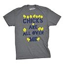 Mens Chicks are All Over Me Funny Easter T Shirt Sarcastic Chicken Egg Tee Crazy Dog Men's Novelty T-Shirts for Easter Holiday Perfect Adult Gift Soft Comfortable Funny T Shirts Dark Heather Grey L