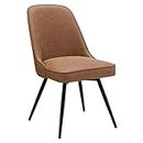 OSP Home Furnishings Martel Swivel Chair with Padded Seat and Black Legs for Dining or Home Office Use, Sand Brown Faux Leather