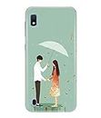 Silence Printed Couple embracing Under Umbrella in rain Day Designer Mobile Hard Back Case Cover for Samsung Galaxy A10E -Protective Smartphone Cover