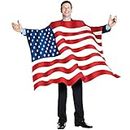 DomeStar USA American Flag Cape Cloak Costume, Wearable Flag with Sleeves Classic Flag, 2 Differents Wearing Methods
