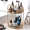 Rotating Makeup Organizer for Vanity 2 Tier, High-Capacity Skincare Clear Make Up Storage Perfume Organizers Cosmetic Dresser Organizer Countertop 360 Spinning