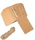 Large Gift Tags,100 PCS Kraft Paper Tags 9 x 4.5cm Christmas Tags for Wedding Brown DIY Rectangle Craft Hang Tags with Free Natural Jute