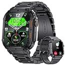 Military Smartwatch for Men (Answer/Make Call), 1.96'' HD Outdoor Rugged Smartwatch with Heart Rate Blood Pressure and Oxygen Monitor,100+Sports Modes Waterproof Fitness Watch for Andriod iOS