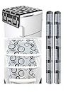 Factcore Combo of Refrigerator Cover (Black Box), 2 Handle Cover (B&W) and 3 Fridge Mats(B&W)(Circle) Standard Size; -Set of 6 Pieces