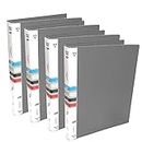 Dotpot 2D Ring Binder Plastic Box File -A4 Size | File for Certificates and Documents | Office documents and Certificate Plastic File | Ring Files for Documents-Grey (Pack of 4)