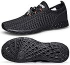 DOUSSPRT Men's Water Shoes Quick Drying Sports Aqua Shoes DarkBlack Size 10.5