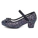 Lilley Sparkle Girls Black Glitter Heel - Size 1 UK - Black