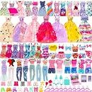 59 Pcs Doll Accessories - 12 Fashion Dresses 3 Party Gowns 4 Outfits 3 Swimsuits Bikini with 37 Accessories for 11.5 Inch Dolls