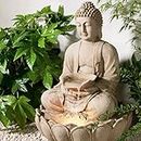 Buddha Statue Decorative Waterfall Fountain for Outdoor Living Room,Office,Garden Table top Waterfall Indoor Home Decor 3 Feet(Biege)