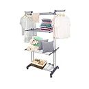 Ruisyi Tower Clothes Drying Rack, Steel Drying Rack with Wheels Four Floors, Vertical Drying Rack Space Saving Drying Rack for Indoor or Outdoor