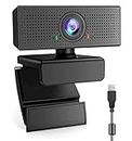 Webcam with Microphone HD 1080P Web Cam Mic for Laptop PC Mac Computer Camera USB Desktop Video Streaming Noise-Cancelling Gaming Skype Facetime YouTube Zoom Network Multi-System Compatible