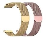 AONES Pack of 2 Magnetic Loop Watch Strap Compatible for Moto 360 2nd Gen 42mm Watch Strap Gold, Rose Gold