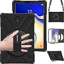 Galaxy Tab S4 10.5" Case, BRAECN Heavy Duty Shock-Proof Case with 360 Degree Kickstand/Hand Strap and Carrying Shoulder Strap for Samsung Galaxy Tab S4 10.5 inch 2018 Tablet SM-T830/T835/T837 (Black)