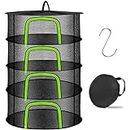 Coopache 4 Layer Herb Drying Rack Hanging Mesh Plant Dry Net Basket for Herbs Plants Flower Vegetables Spices Fish Food with Green Zippers