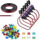 5 Packs 16 AWG Fuse Holder ATC/ATO in-Line Automotive Blade Fuse Holder with 60Pcs Mini Car Fuses 5A 10A 15A 20A 25A 30A and 3.2Ft 2 Pins Electric Wire