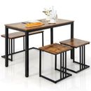 Giantex 4 Pcs Dining Table Set w/ Wooden Table & Bench & 2 Stools Kitchen Cafe