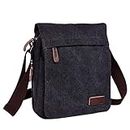 Neumora Retro Canvas Messenger Bag Small Shoulder Crossbody Bag Travel Sling Bag Shopping Purse for men women (Black small)