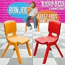 RUDRAMS Primary Kids Chair for 4 to 10 Years || Strong Plastic Chair for Kids || Primary School Kids Chair || Chairs for Kids Sustain Upto 150 kg (2, Orange & Red)