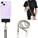 WISKA Cell Phone Lanyard Crossbody Hanging Chain Mobile Holder Sling Around Neck to Carry iPhone & Smartphone with Detachable Crossbody Shoulder Neck Strap for Girls Braided Gold Chain (Black)
