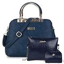 Shining Star SyntheticLeather Women's Satchel Bag | Ladies Purse Handbag | Women bags (Pack of: 3) (BLUE) (BLUE)