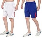 DIA A DIA Men's Polycotton Running Sports Gym Shorts Pack of 2 (White, Lightblue, Free Size: 28-34 Inches)
