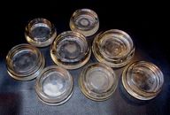 Group Eight Various Old 1950s Clear Heavy Glass 8 Vintage Furniture Leg Coasters