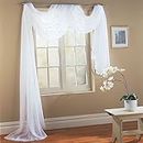 Luxury Discounts Beautiful Elegant Solid Sheer Scarf Valance Topper Long Window Treatment Scarves (55" x 216" - Scarf, White)