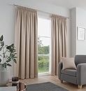 Fusion Natural Beige Pencil Pleat Curtains W66 x L72" (168 x 183cm), Cream Curtains for Living Room and Bedroom, Pleated Curtains & Drapes, Taupe Curtains