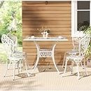 Gardeon Outdoor Garden Setting Seat 5 Piece, Cast Aluminium Bistro Set Lounge Chair Dining Coffee Table and Chairs Park Patio Porch Backyard Terrace Balcony Kids Furniture, White