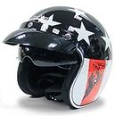 Open Face Motorcycle Helmet DOT Approved Half Casco Fit Men Women ATV Moped Scooter (Medium, Red Star)