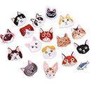 17pcs Assorted Cute Kitten Mini Cats and Delicious Fish Sew Iron on Patches Embroidered Patches Appliques for DIY Motif Clothing Accessory Decoration