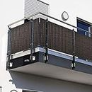 Dynamic24 Polyrattan PVC Sichtschutzmatte 300x90cm Balkon Sichtschutz Zaun Windschutz braun für Balkon, Terrasse und Garten 1400 g/m²