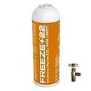 REPORSHOP - 1 Botella Gas Ecologico Refrigerante Freeze +22 400Gr + Valvula Organico Sustituto R22, R404, R407C