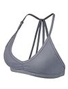 YEOREO Sports Bras for Women Padded Backless Workout Bra Karlena Low Impact Criss Cross Yoga Crop Tank Top, #0 Grey, X-Small