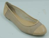 Michael Kors Joni Women's Shoes Sz 7M Beige Leather Trim Slip-On Ballet Flats