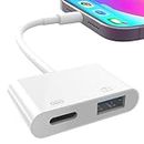 [Apple MFi Certified] Lightning to USB Camera Adapter for iPhone, USB Camera Adapter for iPhone with Charging Port USB 3.0 Female OTG Cable for iPad to Connect Card Reader USB Flash Plug and Play