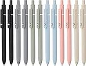 LINFANC 12 Pack Cute Gel Pens, Retractable Quick Dry Gel Ink Pen, Fine Point 0.5mm Black Ink Rolling Ball Gel Pens, Smooth Writing Aesthetic Pens for Home School Office Supplies (LF6061)