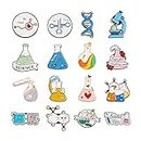 PandaHall 16pcs Science Theme Enamel Pin Badges Set 16 Styles Cute Brooch Pin Badges Lapel Badges for Clothing Bags Jackets Accessories